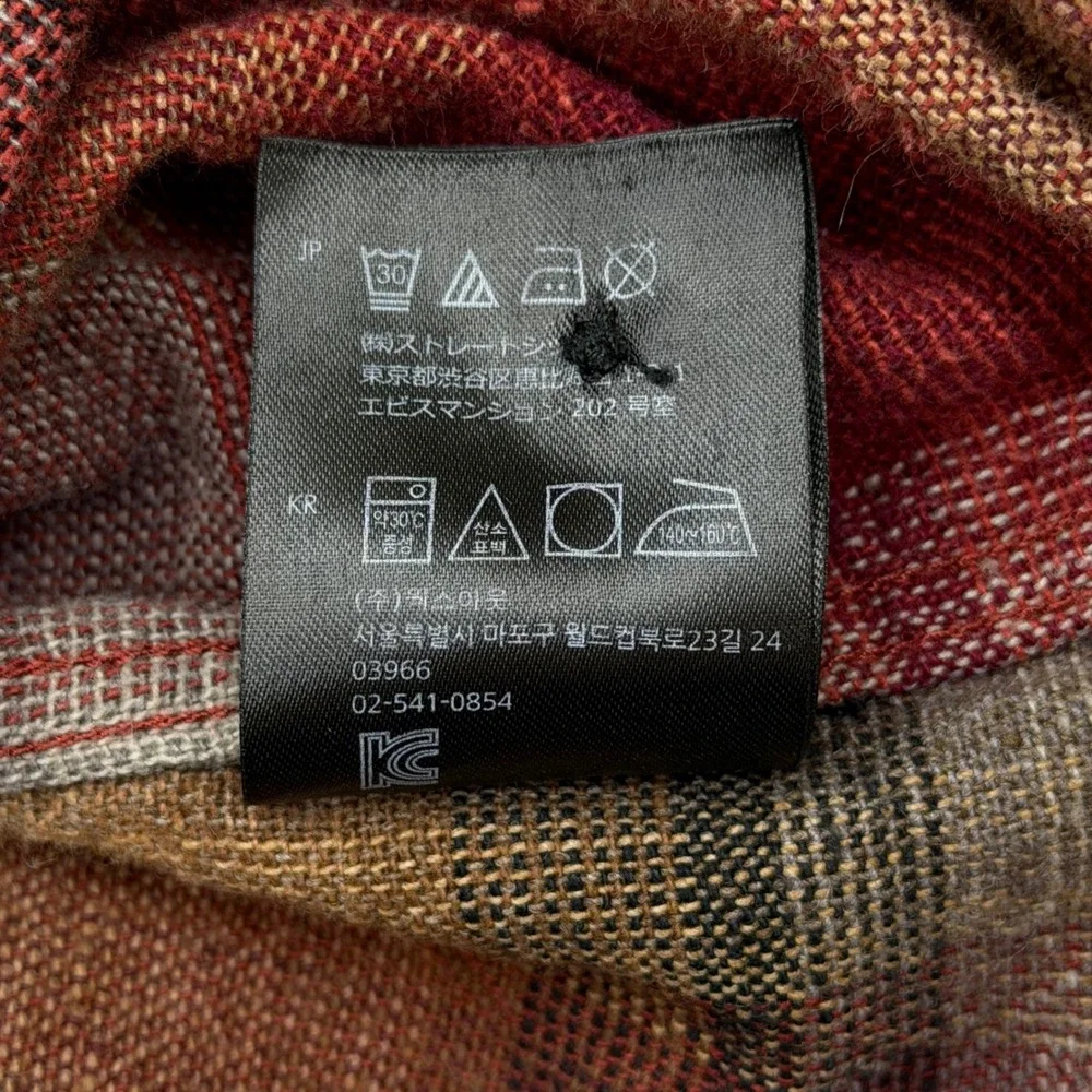 Brixton Bowery Flannel Shirt Mens Large Red Orange Plaid Long‎ Sleeve Button Up